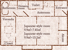 Two-room type Japanese-style room  Floor plan